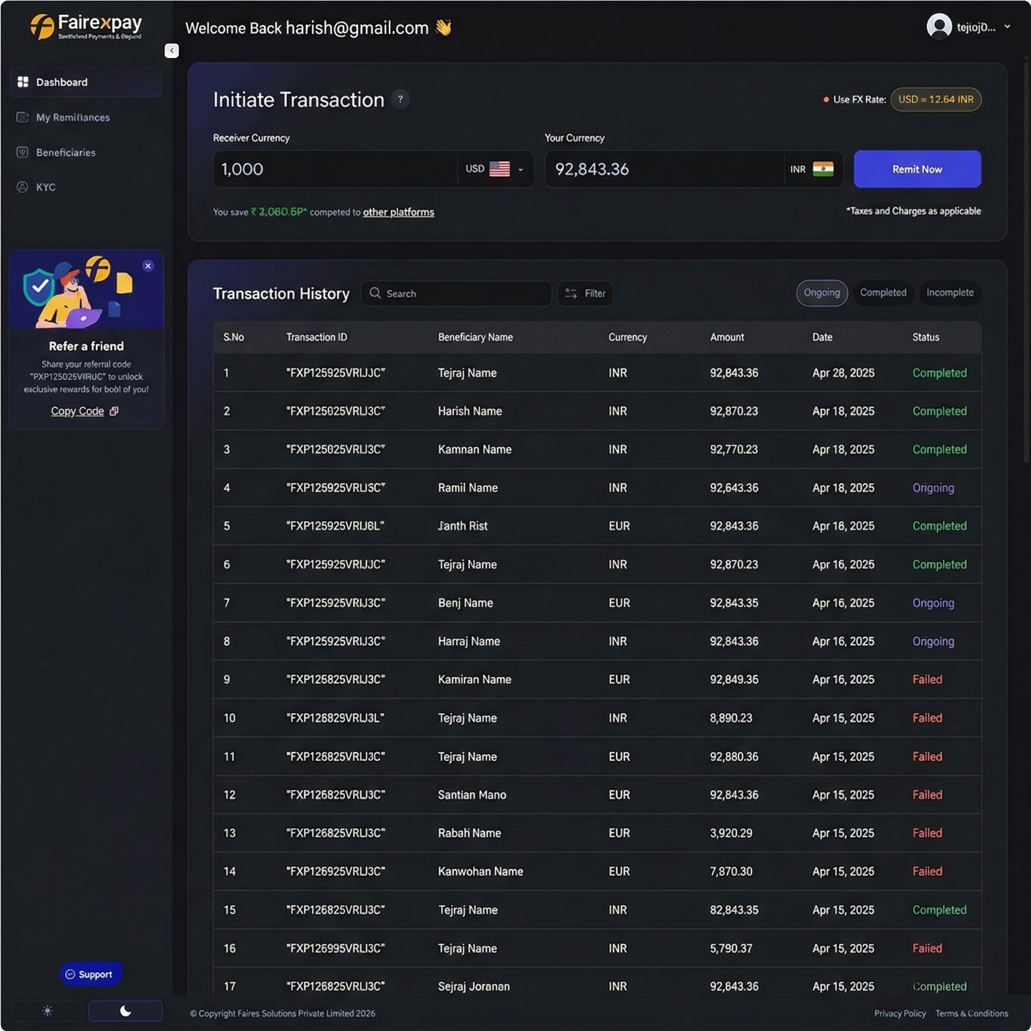 LRS Remittance Webapp